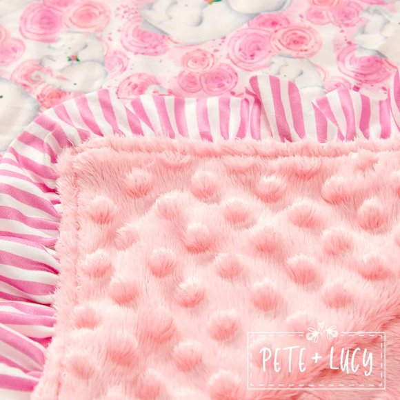 Pete + Lucy Elephant Rose Minky and Milk Silk Cuddle Blanket - Picture 2 of 3